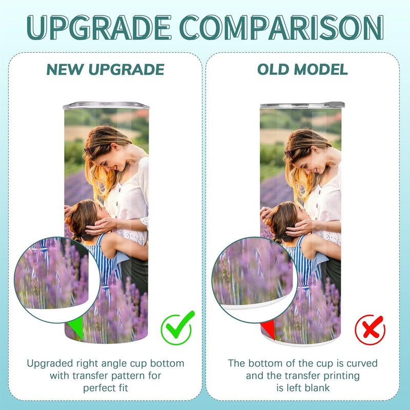 DS 10 Pack Sublimation Tumblers Bulk 20 oz Skinny Straight Flat Bottom Blank Tumbler Cups with Individual Gift Boxed for Heat Transfer DIY Craft - Image 3